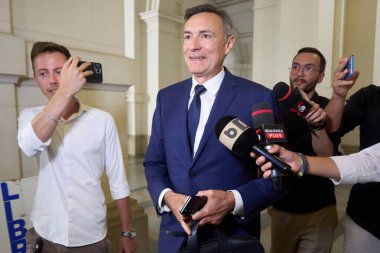 Bükreş, Romanya. 29 Temmuz 2024: Romanya İstihbarat Teşkilatı (SRI) eski başkanı Florian Coldea, yargı kısıtlamalarının kaldırılması talebiyle Bükreş Temyiz Mahkemesi 'ne geldi. 