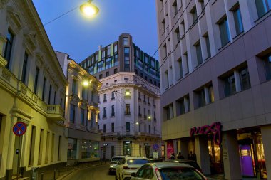 Bucharest, Romania. 7th Jan, 2025: View along Doamnei street in downtown Bucharest. clipart