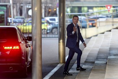 Bucharest, Romania. 8th Jan, 2025: Alfred Simonis, president of the Timis County Council, arrives at the governing coalition meeting called to set the election schedule for the President of Romania clipart