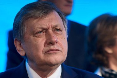 Bükreş, Romanya. 26 Ocak 2025: Bükreş, Romanya. 26 Ocak 2025: Romanya 'nın Avrupa yanlısı partilerden cumhurbaşkanı adayı Crin Antonescu Ulusal Liberal Parti Ulusal Konseyi' ne (PNL) katıldı). 