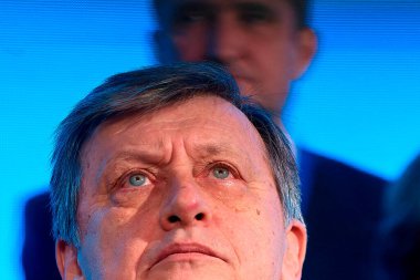 Bükreş, Romanya. 26 Ocak 2025: Bükreş, Romanya. 26 Ocak 2025: Romanya 'nın Avrupa yanlısı partilerden cumhurbaşkanı adayı Crin Antonescu Ulusal Liberal Parti Ulusal Konseyi' ne (PNL) katıldı). 