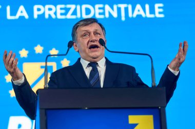 Bükreş, Romanya. 26 Ocak 2025: Bükreş, Romanya. 26 Ocak 2025: Romanya 'nın Avrupa yanlısı partilerden cumhurbaşkanı adayı Crin Antonescu Ulusal Liberal Parti Ulusal Konseyi (PNL) sırasında konuştu). 