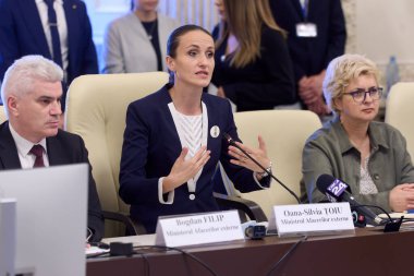 Bükreş, Romanya. 23 Haziran 2025: Romanya Parlamentosu özel komiteleri, önerilen Dışişleri Bakanı Oana Toiu 'yu dinledi..