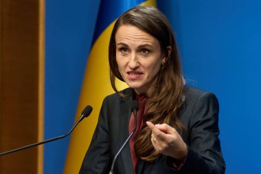 Bucharest, Romania. 2nd Oct, 2025: Oana Toiu, Romanian Minister of Foreign Affairs, holds a press briefing after cabinet meeting at Victoria Palace, the Romanian Government headquarters.
