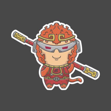 Monkey king cyborg logo sticker