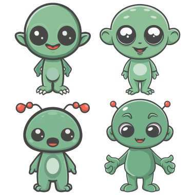 Şirin Yeşil Uzaylı Karakteri Oynat