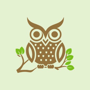 Bir baykuşun minimalist ve şirin vektör logosu