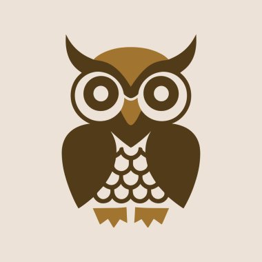 Bir baykuşun minimalist ve şirin vektör logosu