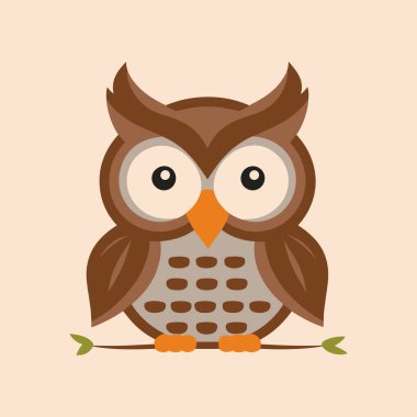 Bir baykuşun minimalist ve şirin vektör logosu