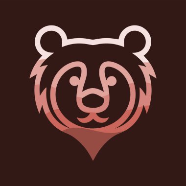 Modern ve minimalist yaklaşımlı bir ayının sevimli vektör logosu