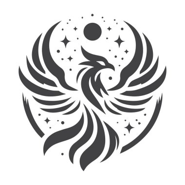 Modern Phoenix Logo Monochrome Design clipart