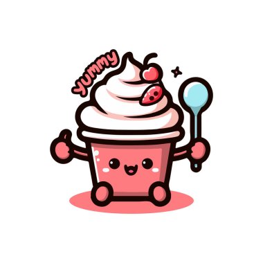 Lezzetli Gıda Logosu Tasarımı Kawaii Tarzı