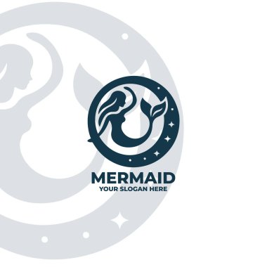 Minimalist deniz kızı logosu Düz Tasarım