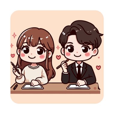 Şirin çift birlikte yemek yiyor.