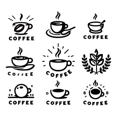  bir kafe için düz tasarım logosu