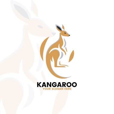 flat minimalist logo of a kangaroo clipart