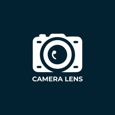 Minimalist tasarımı olan bir kamera simgesinin düz logosu