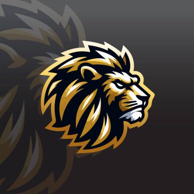 Vahşi aslan başlı düz bir e-spor logosu