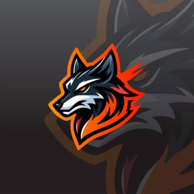 Tarzlı bir kurt kafası içeren e-spor logosu