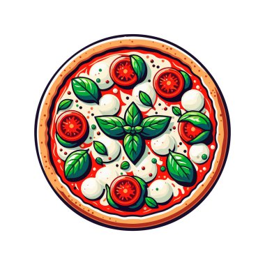 Domates, mozzarella ve fesleğenli klasik pizza.