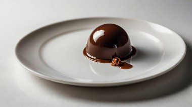 Parlak çikolatalı kubbe, parlak jöleli tatlı.