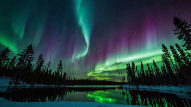 Parlayan ormanda bir kulübe.