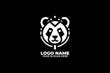 Geometrik şekilli minimalist panda logosu
