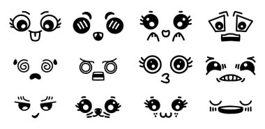 Sevimli yüz ifadeleri el çizimi