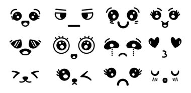 Sevimli yüz ifadeleri el çizimi