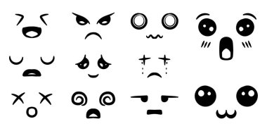 Sevimli yüz ifadeleri el çizimi