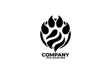 Bir aslanın cesur minimalist logosu güçlü damgalamak için düz patili