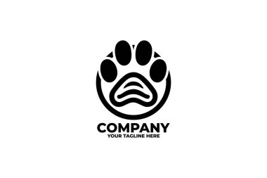 Bir aslanın cesur minimalist logosu güçlü damgalamak için düz patili