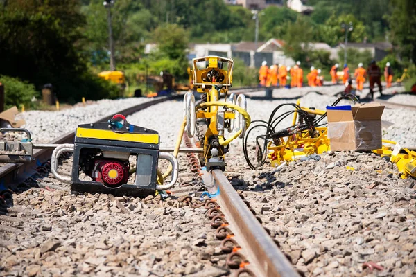 construction of a railway track, work on a railway in England