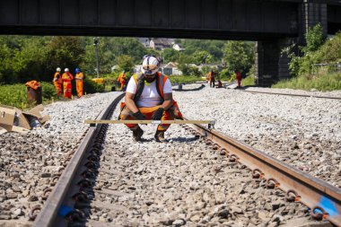 İngiltere 'de bir demiryolu inşaatı