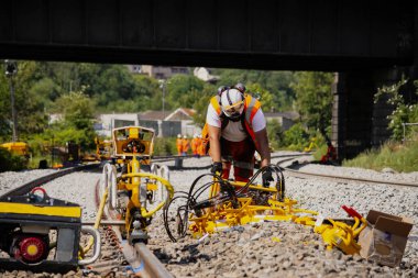 İngiltere 'de bir demiryolu inşaatı