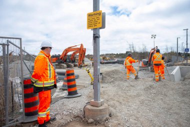 Baharda Kanada 'da demiryolu inşaatı, şantiye