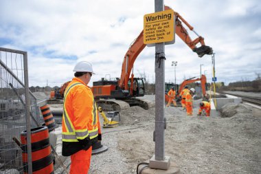 Baharda Kanada 'da demiryolu inşaatı, şantiye