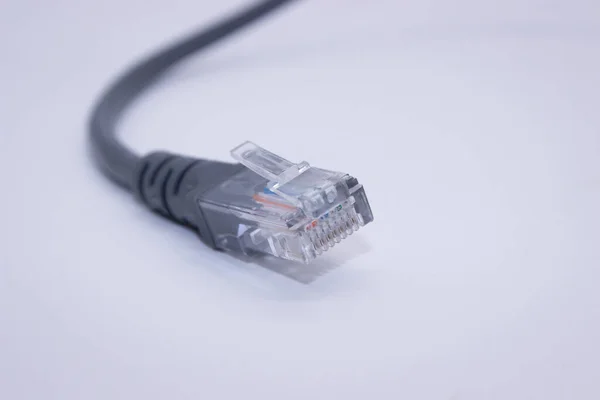 白色背景下隔离的局域网电缆 — 图库照片