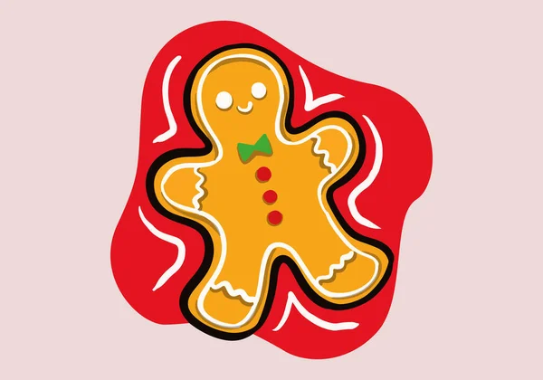 手の暗い休日のジンジャーブレッド男クッキー アイス色の男の形をしたクッキー 明けましておめでとうございます メリークリスマス — ストックベクタ