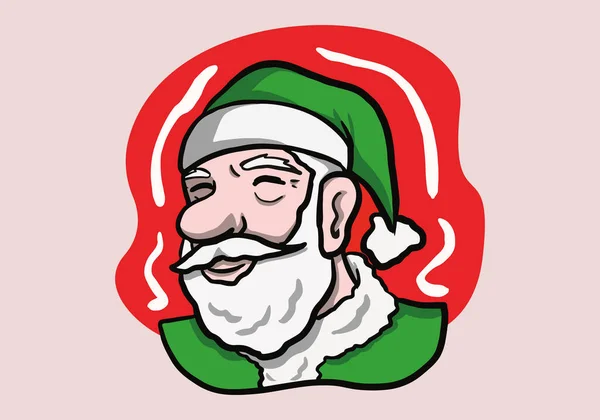 Handzeichnung Des Weihnachtsmannsatzes Cartoon Stil Mit Grünem Kostüm — Stockvektor