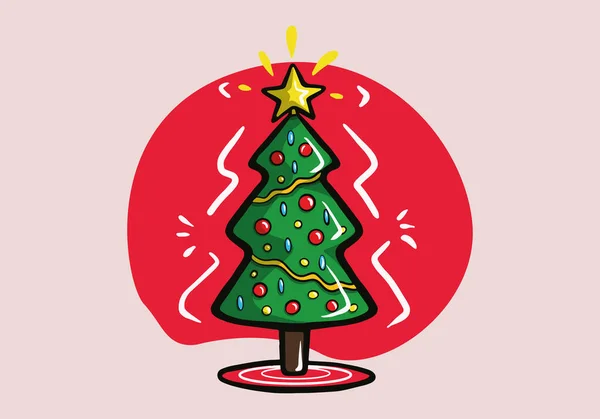 Weihnachtsbaum Immergrüner Baum Mit Dekorationen Konzept Für Die Weihnachts Und — Stockvektor