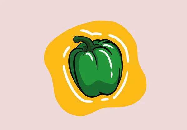 手绘矢量青椒木瓜分离的背景 甜椒中的维生素C — 图库矢量图片