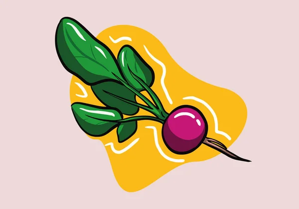 Handritad Rädisa Ikon Platt Stil Enskilt Föremål Logotyp Vegansk Grönsak — Stock vektor