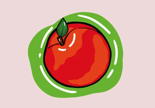 Handritad Färgglad Persika Isolerad Apelsinfrukt Med Linjer Och Höjdpunkter Riped — Stock vektor