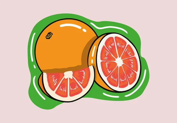 Grapefruit Sammlung Eine Reihe Von Grapefruit Symbolen Scheiben Halbierte Grapefruit — Stockvektor