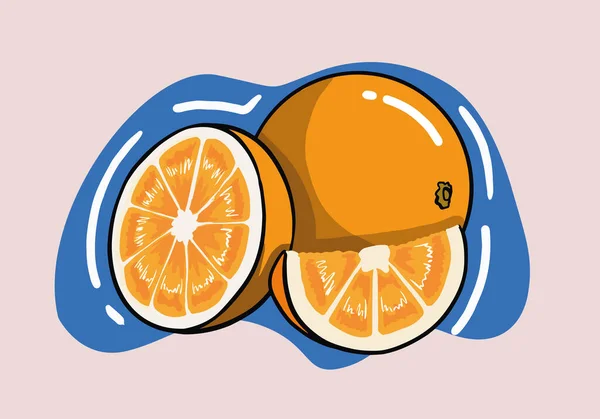 Orangenfrucht Sammlung Eine Reihe Von Orangenfrucht Symbolen Scheiben Halbierte Orange — Stockvektor