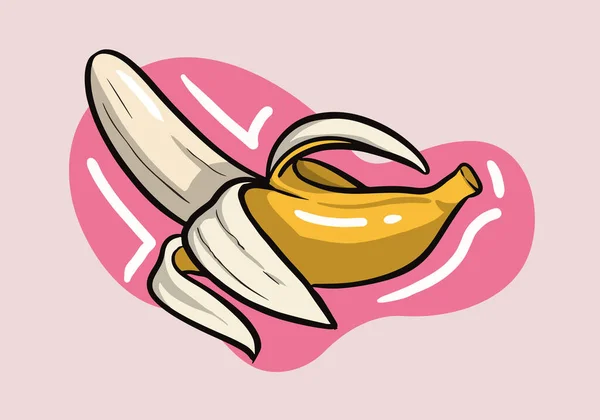 Illustration Plate Demi Pelée Banane Illustration Fruit Icône Vectorielle Illustration — Image vectorielle