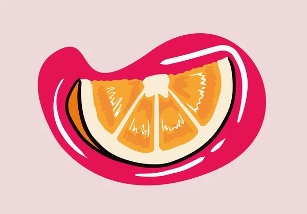 Rebanadas Frutas Frescas Naranja Extraídas Mano Fondo Aislado Estilo Dibujos — Vector de stock