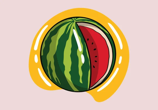 Sandía Fruta Jugosa Verde Aislada Fondo Frutas Dibujos Animados Sandías — Vector de stock