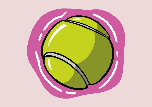 Нарисованный Вручную Теннисный Мяч Изолированном Фоне Теннисный Вектор Стиле Мультфильма — стоковый вектор